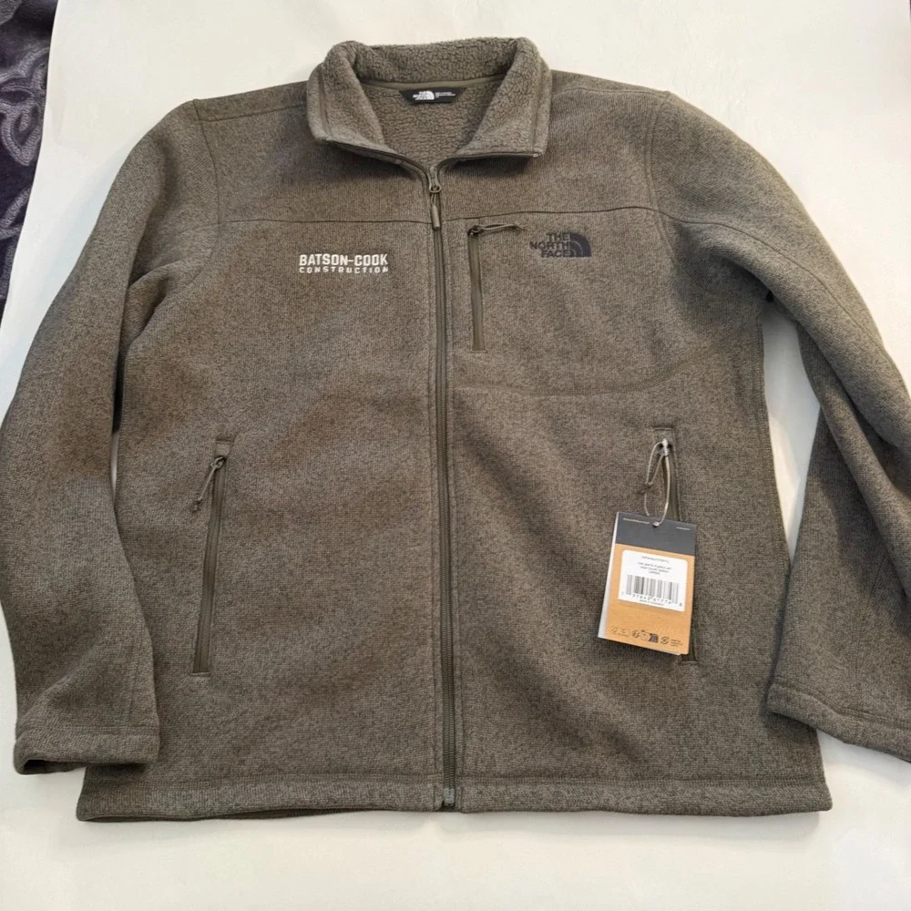 The North Face Mens Sweater Fleece Jacket Full Zip Green Outdoor Hiking Gorp L